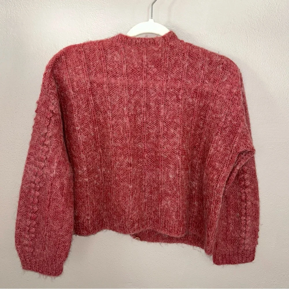VTG WOOL blend granny core  floral Knit cardigan sweater - Picture 4 of 6